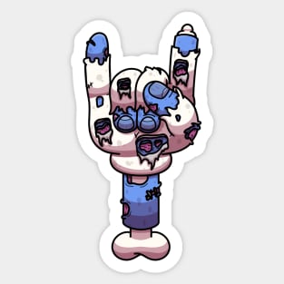 Cartoon Zombie Hand Rock On Sign Sticker